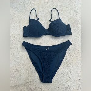 Navy Cupped Triangl Bikini Set